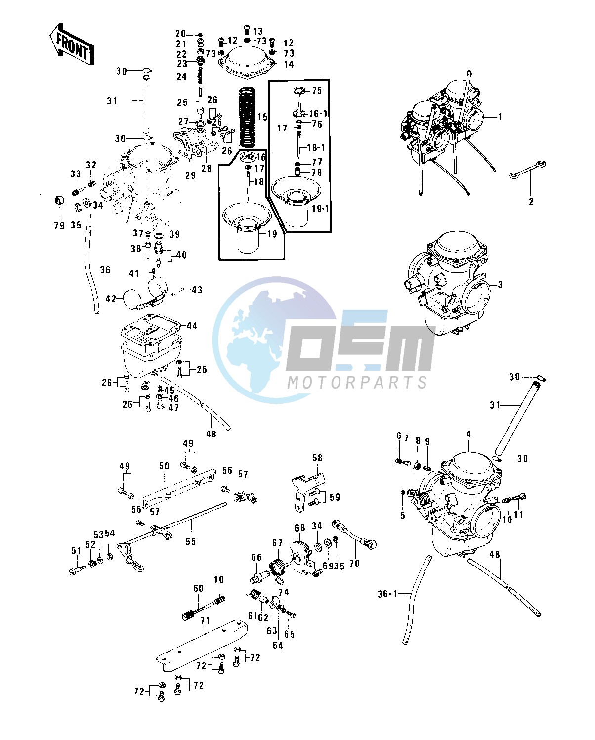 CARBURETORS -- KZ750-B4- -