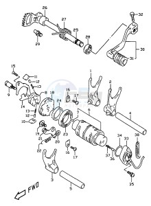 DR350 (V-W-X) drawing GEAR SHIFTING