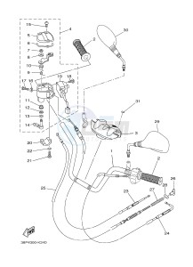 YFM350 YFM350FWA GRIZZLY 350 4WD (1SG1) drawing STEERING HANDLE & CABLE