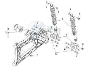 Fuoco 500 e3 800 drawing Rear suspension - Shock absorbers