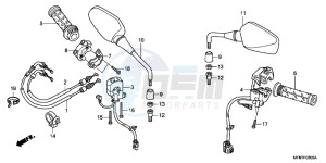 CB1000RAB drawing SWITCH/ CABLE/ MIRROR