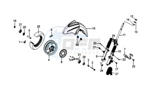 GTS 125 EVO drawing FRONT WHEEL - FRONT FORK