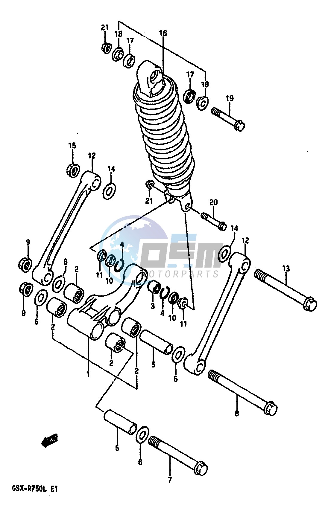 REAR CUSHION LEVER (MODEL J K)