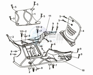 FIDDLE II 50 NEW ENGINE drawing FOOTREST / LOWER COWLING