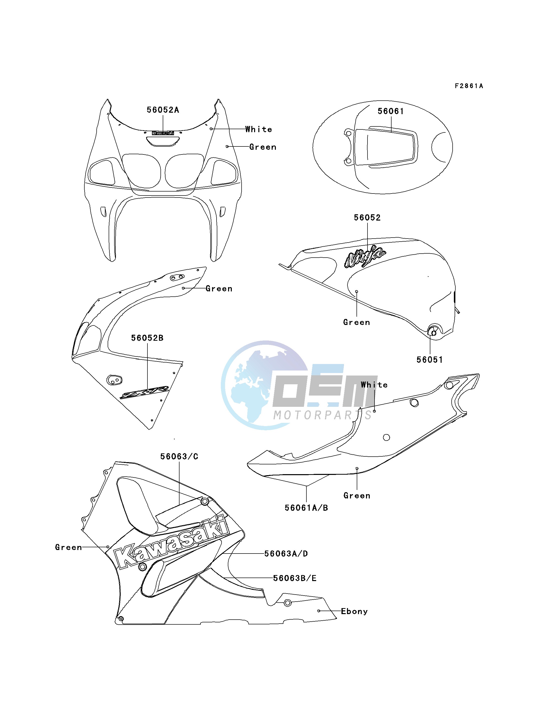 DECALS-- GREEN- --- ZX750-P5- -