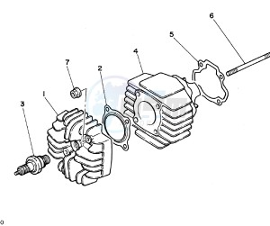 PW 50 drawing CYLINDER AND HEAD