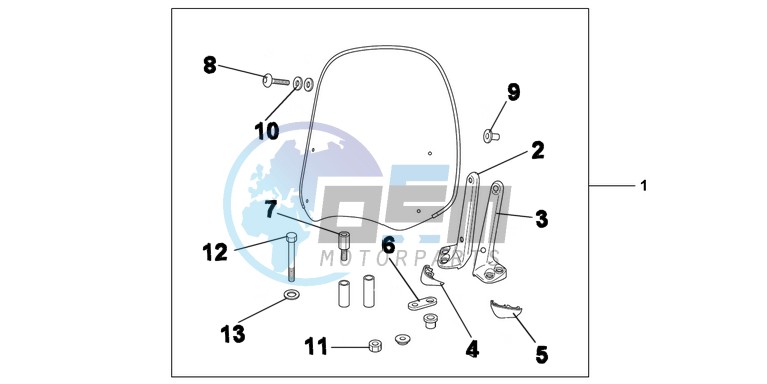 WINDSHIELD EXCL KNUCKLE SET