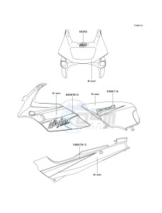 EX 500 D [NINJA 500R] (D6F-D9F) D6F drawing DECALS-- GREEN- --- D6F- -