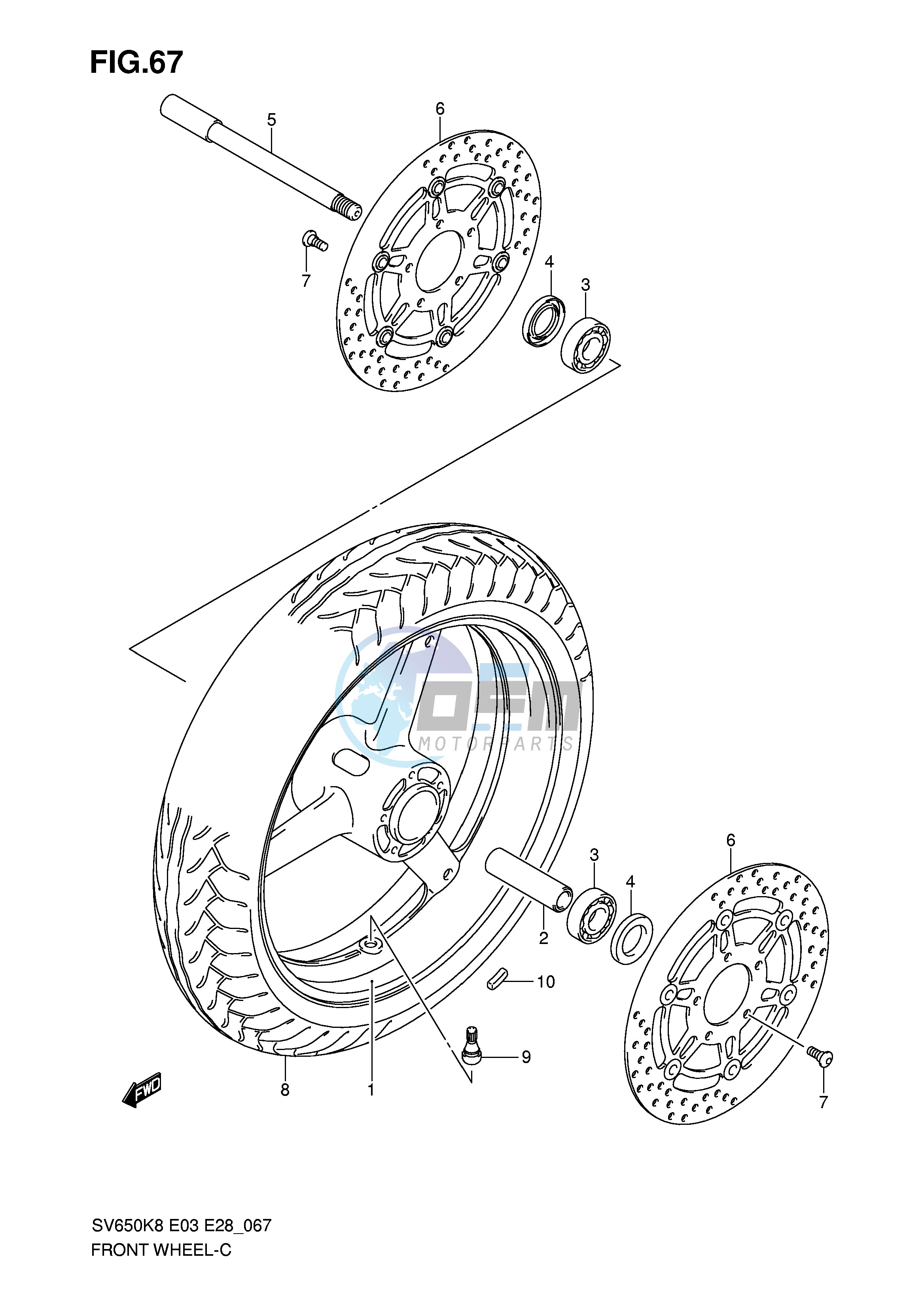 FRONT WHEEL (SV650K8 SK8 K9 SK9 SL0)