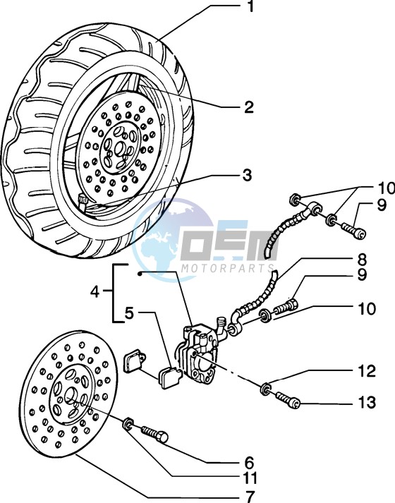 Front wheel-brake caliper