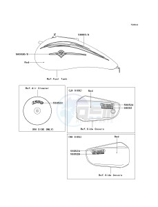 VN 1500 P [VULCAN 1500 MEAN STREAK] (P1-P2) [VULCAN 1500 MEAN STREAK] drawing DECALS-- RED- --- VN1500-P1- -