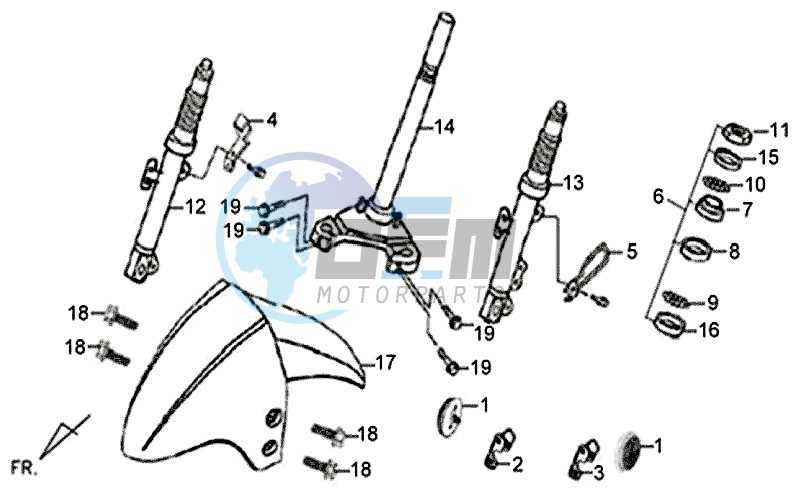 FRONT FORK / FRONT FENDER / STEERING STEM