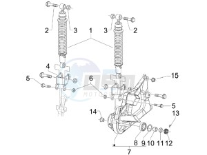 Beverly 400 ie Tourer e3 drawing Rear suspension - Shock absorbers