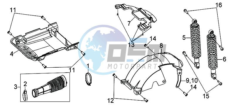 TAIL FENDER /REAR SHOCK ABSORBER