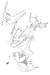 AN250 (E2) Burgman drawing FRONT LEG SHIELD (MODEL W X)