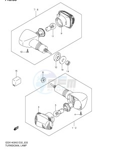 GSX1400 (E2) drawing TURNSIGNAL LAMP (E24,~F.NO.100196)