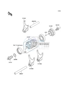 KX250F KX250T8F EU drawing Gear Change Drum/Shift Fork(s)