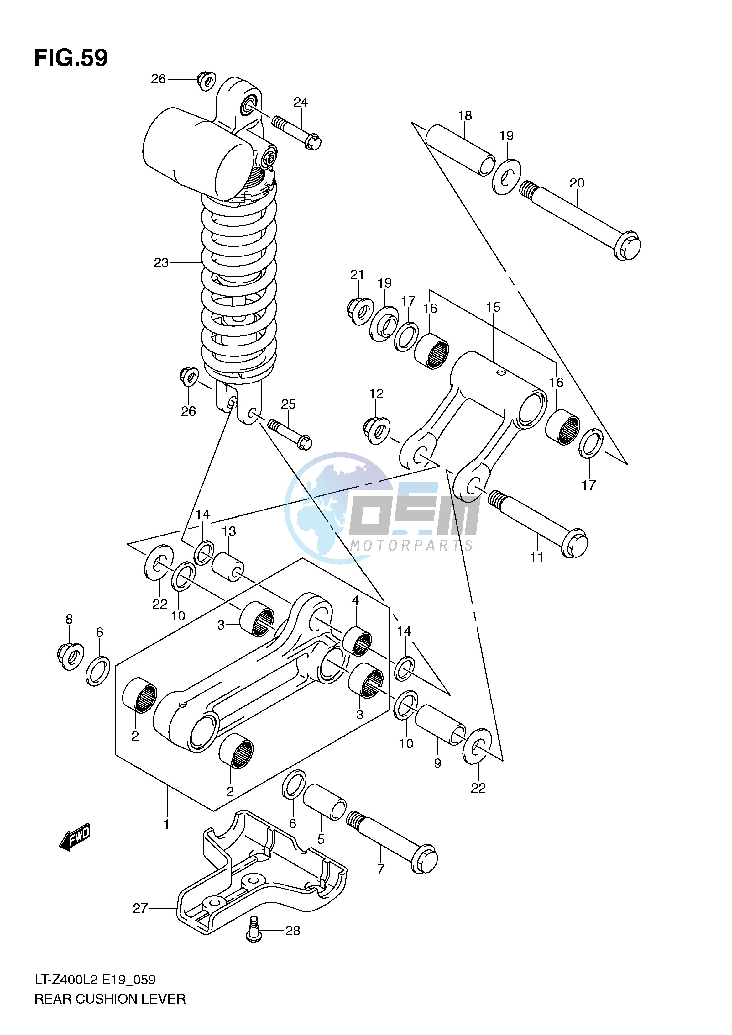 REAR CUSHION LEVER (LT-Z400L2 E19)