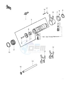 KZ 650 E [LTD] (E1) [LTD] drawing GEAR CHANGE DRUM & FORKS