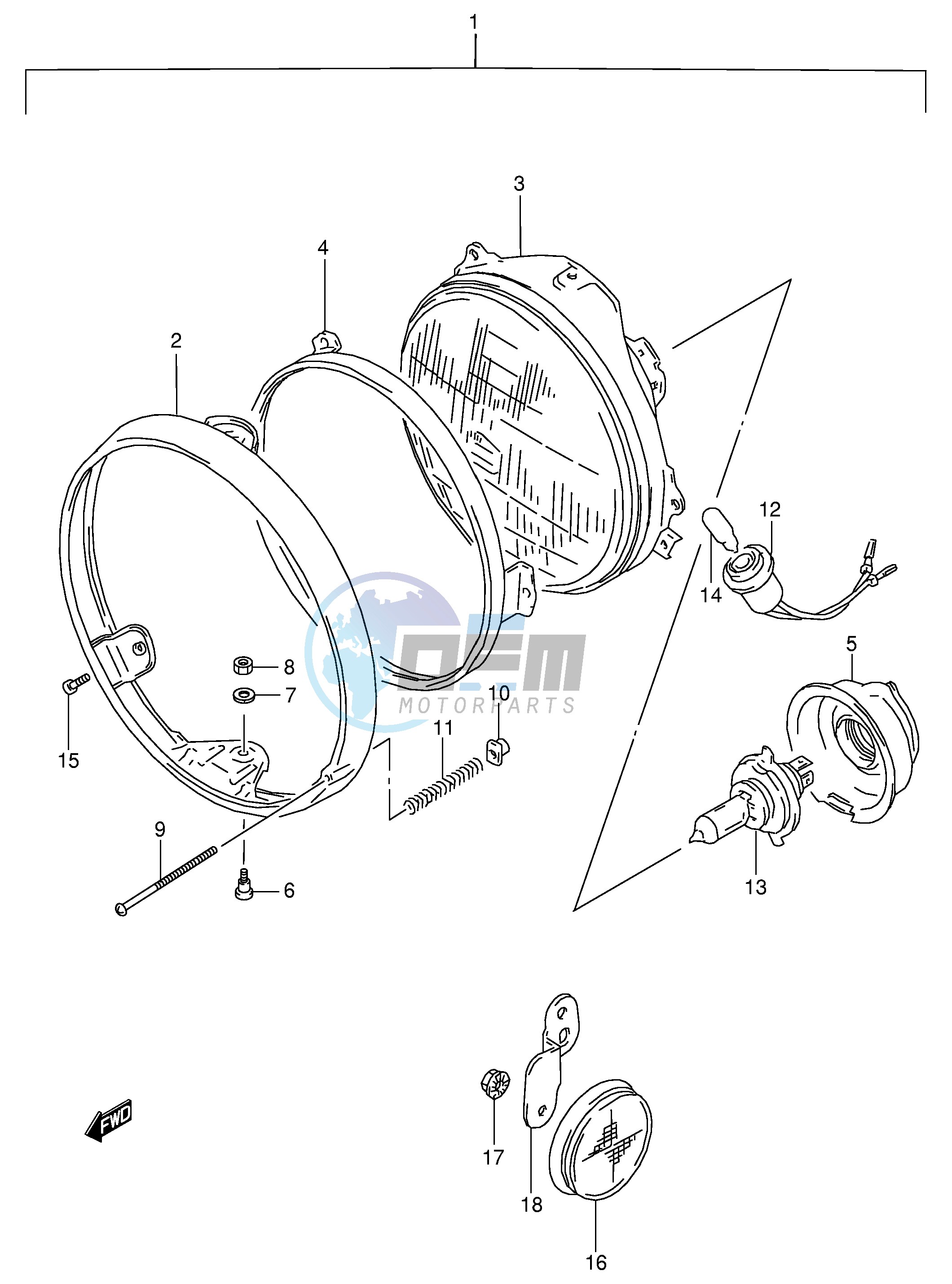 HEADLAMP (MODEL P R EXCEPT E2,E24)