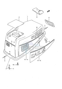 DT 8c drawing Engine Cover (1989 to 1993)