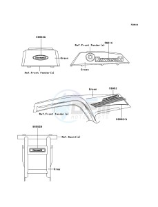 KLF250 KLF250A6F EU GB drawing Decals(Green)(EU,UK)