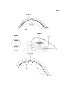 VN 1500 D[VULCAN 1500 CLASSIC] (D1-D2) [VULCAN 1500 CLASSIC] drawing DECALS-- RED- --- VN1500-D2- -