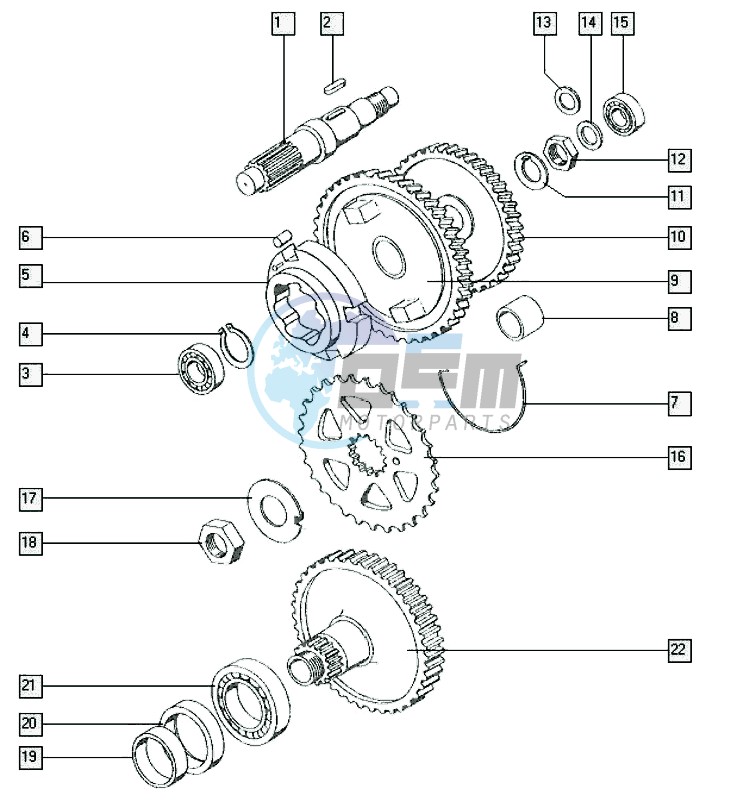 Countershaft-mainshaft