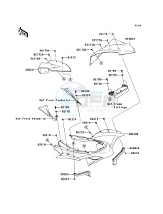 KFX450R KSF450BEF EU drawing Rear Fender(s)