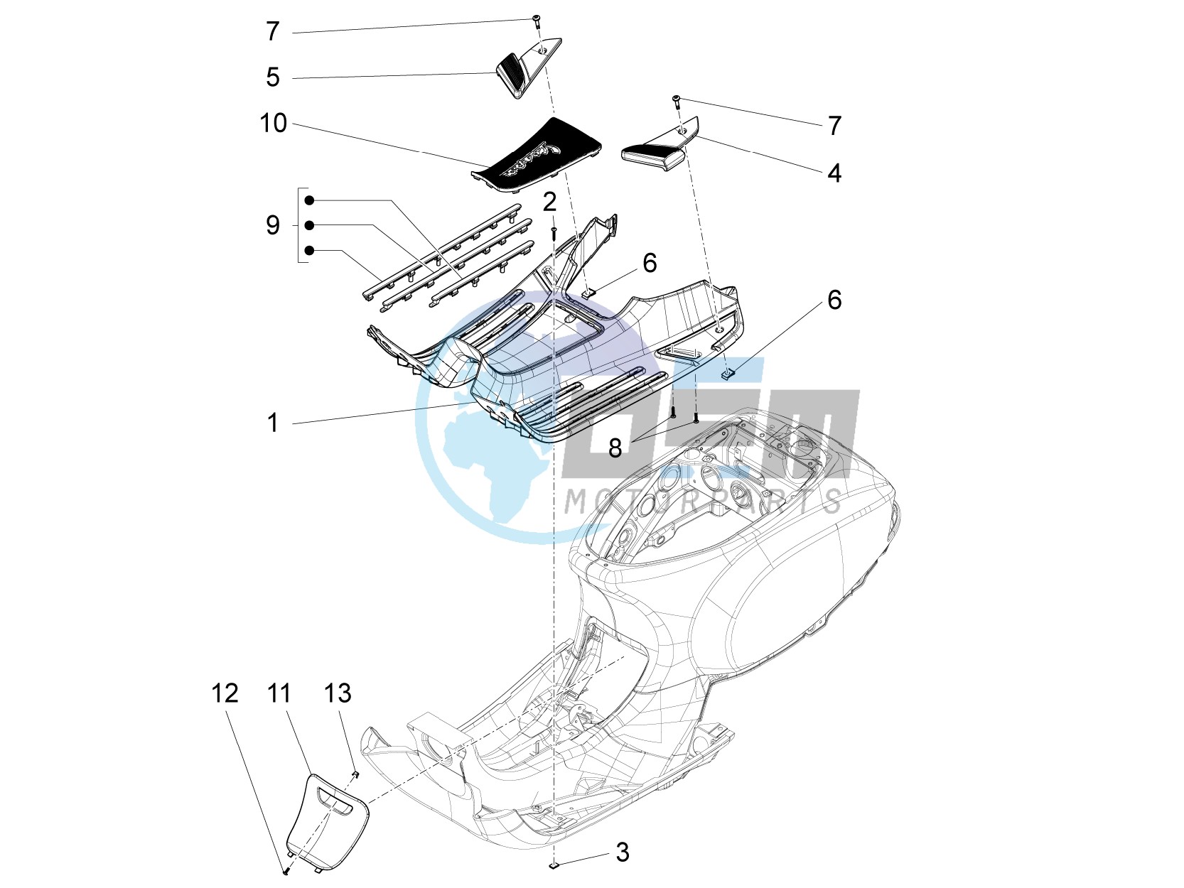 Central cover - Footrests