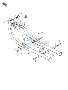 KZ 1000 B [KZ1000 LTD] (B1-B2) [KZ1000 LTD] drawing MUFFLERS -- 77-78 B1_B2- -