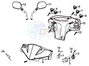 X'PRO 50 25KMH (L8) NL EURO4 drawing HEADLIGHT COVER / MIRRORS /  SWITCHES