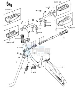 G4 TR (D-E) 100 drawing FOOTRESTS_STAND_BRAKE PEDAL -- 74-75- -