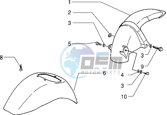 Front and rear mudguard