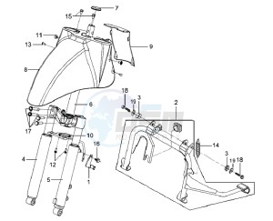 MIO 100 HU10W8-F drawing FRONT FENDER / FRONT FORK/ CENTRAL STAND