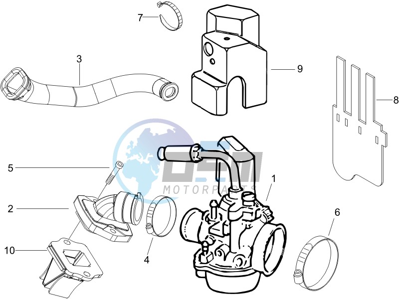 Carburettor assembly - Union pipe