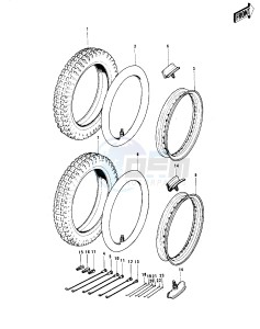 KX 250 (A) drawing WHEELS_TIRES -- 74-76- -