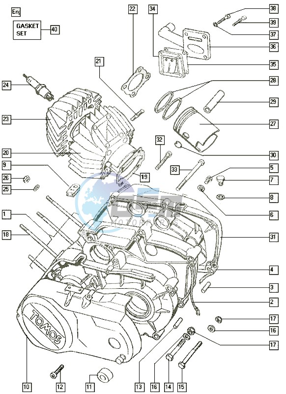 Crankcase-cylinder-piston