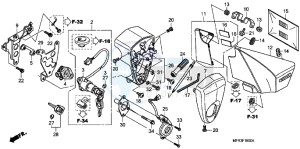 VT1300CXAB drawing SIDE COVER/TOOLS/COMBINATION SWITCH