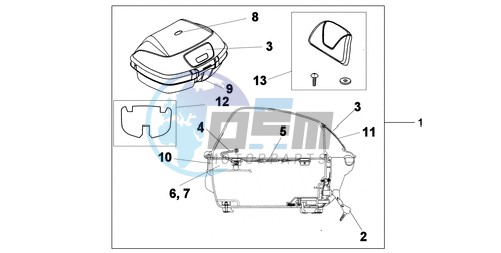 TOP BOX 45L CHEVALIER SILVER METALLIC