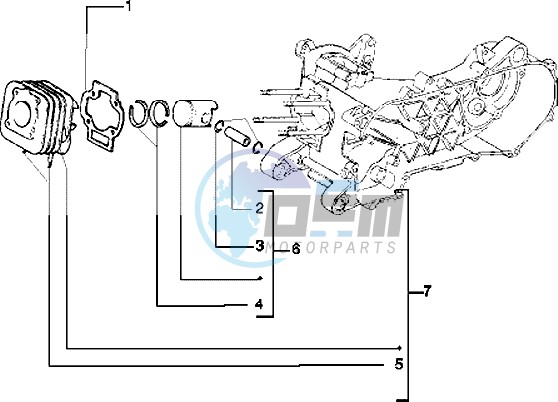 Cylinder-piston-wrist pin assy