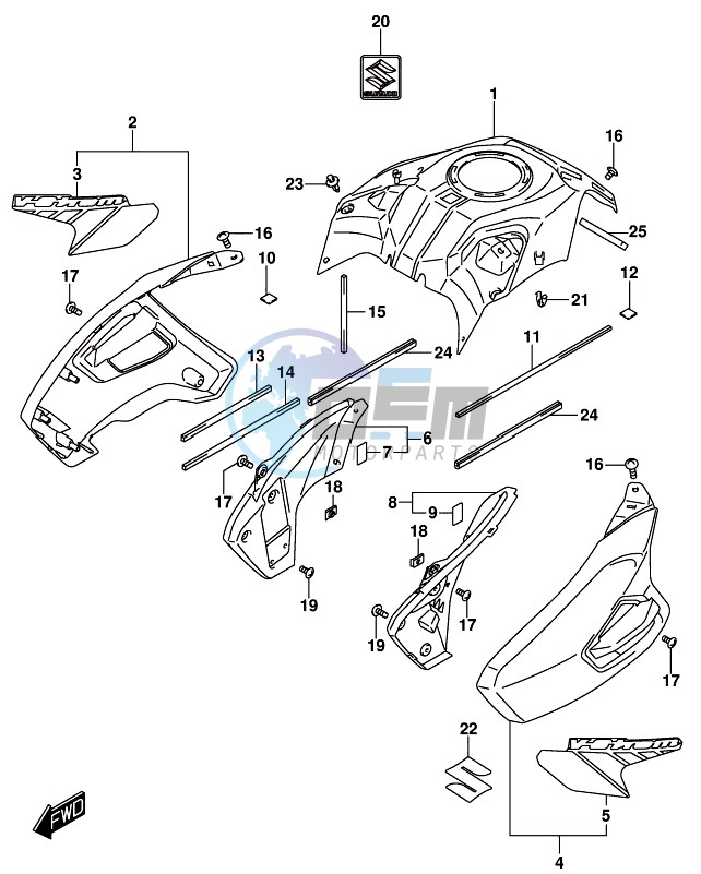 FUEL TANK COVER (DL1000AL8 E21) (FOR YVB,YWW)