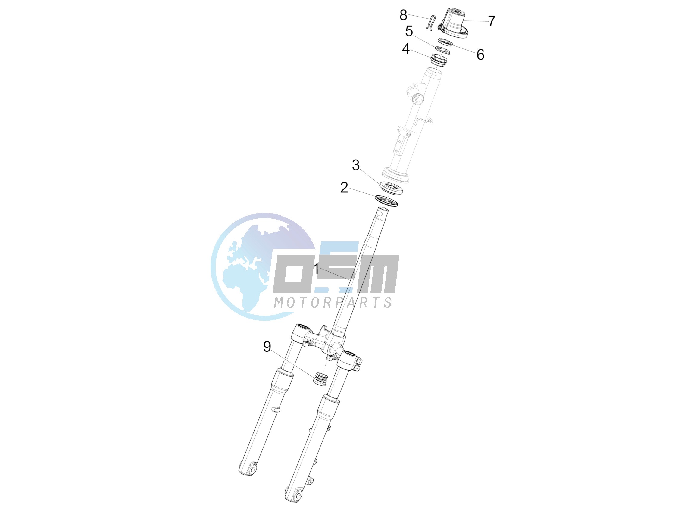 Fork/steering tube - Steering bearing unit