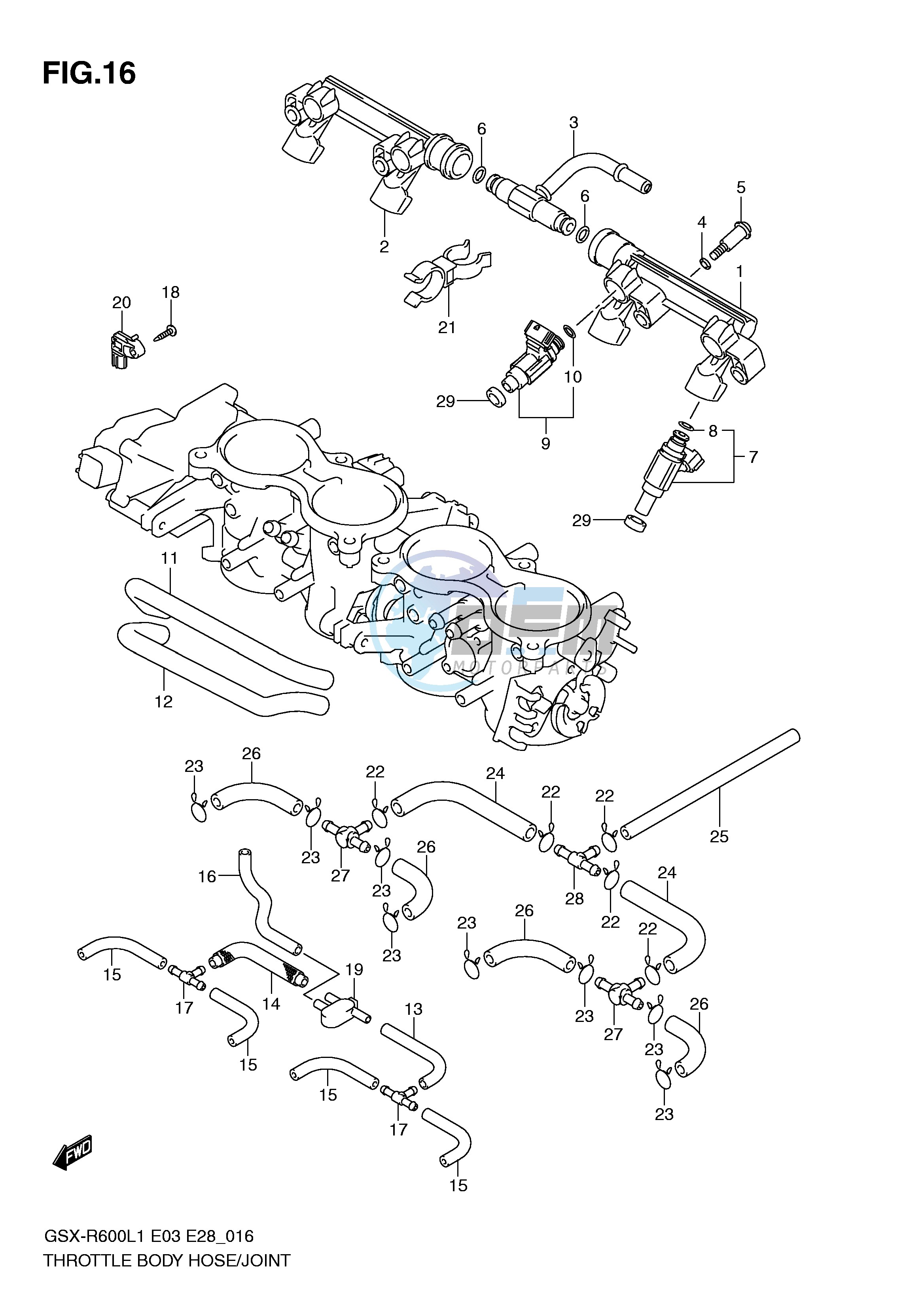 THROTTLE BODY HOSE JOINT (GSX-R600L1 E33)