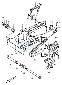 DR350 (V-W-X) drawing REAR SWINGING ARM