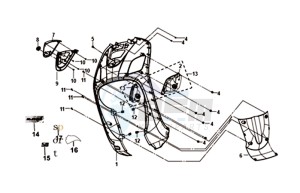 FIDDLE III 50 45KMH (L8) EU drawing FRONT COWL / INNER LEG SHIELD /  INDICATOR LIGHTS