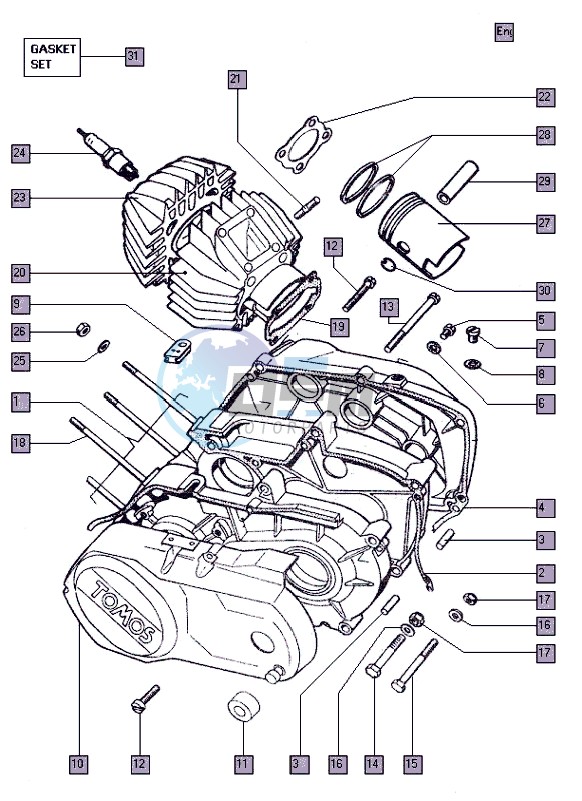 Crankcase-cylinder-piston