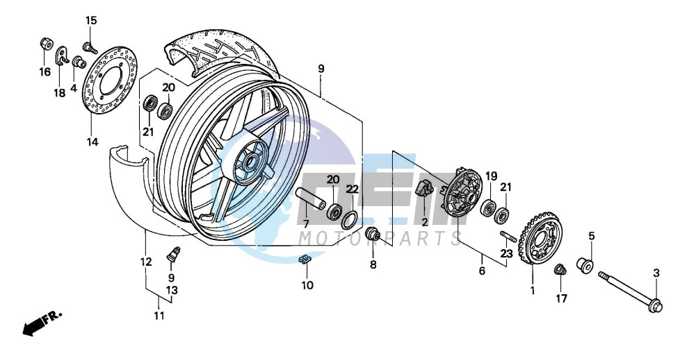 REAR WHEEL (CB750F2)