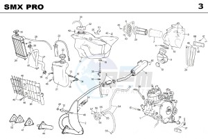 SMX PRO 50 drawing EXHAUST,RADIATOR,TANK, AIRFILTER