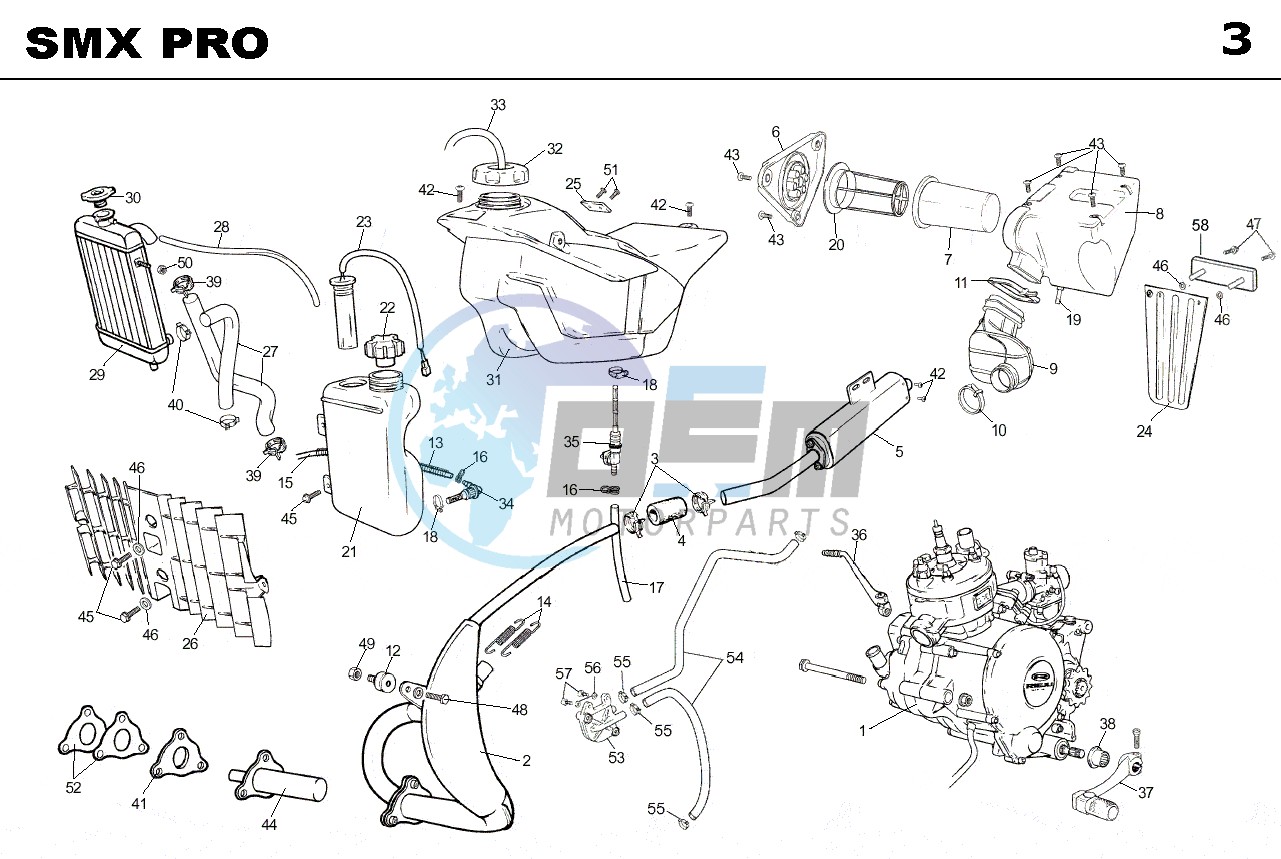 EXHAUST,RADIATOR,TANK, AIRFILTER